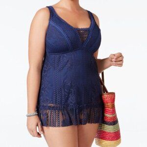 BECCA Plus lace crochet one piece swimsuit dress